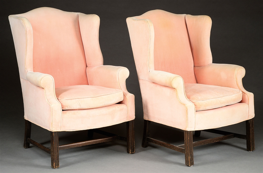 PAIR OF CHIPPENDALE STYLE WING CHAIRS.                                                                                                                                                                  