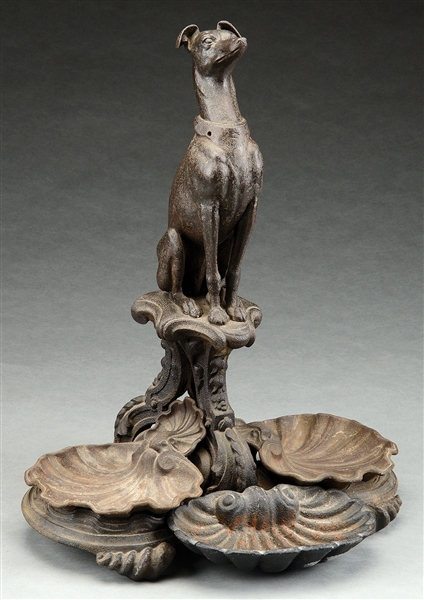 FINE AND UNUSUAL CAST-IRON WHIPPET UMBRELLA STAND.                                                                                                                                                      