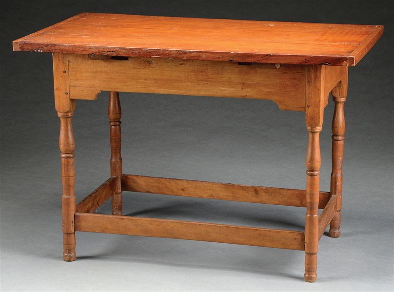 EARLY AMERICAN PINE AND MAPLE TAVERN TABLE.                                                                                                                                                             