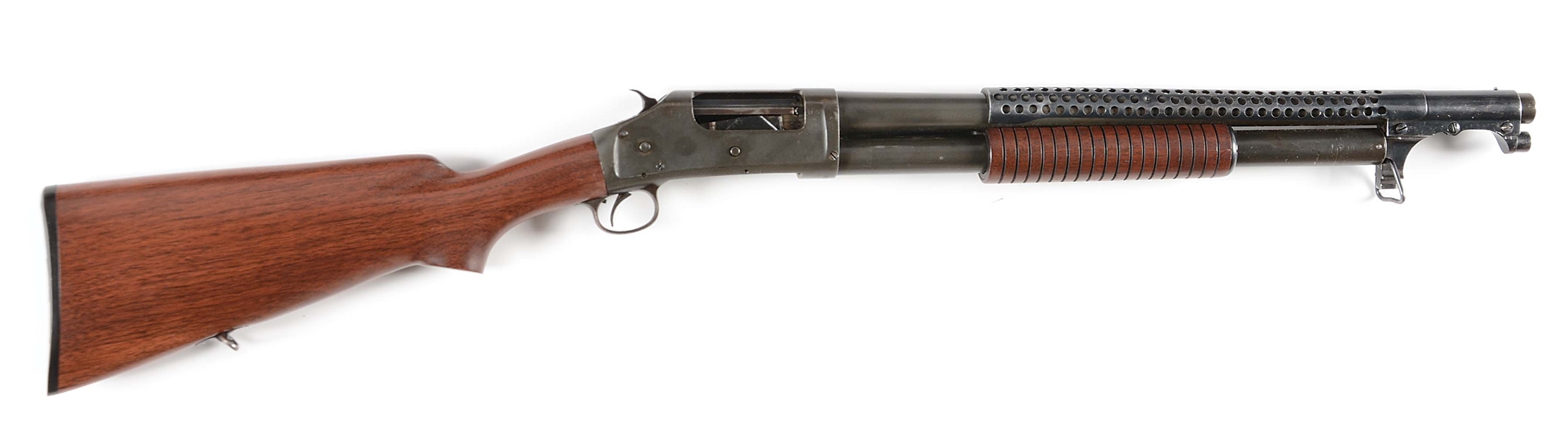 (C) U.S. MARKED WINCHESTER MODEL 1897 SLIDE ACTION TRENCH SHOTGUN.