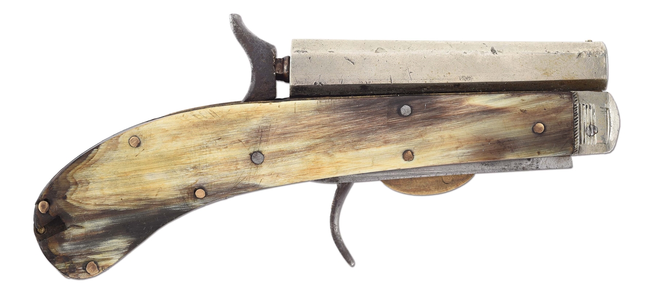 (A) UNWIN & ROGERS TYPE PERCUSSION KNIFE PISTOL.