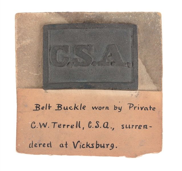 IDENTIFIED RECTANGULAR C.S.A. BELT BUCKLE.