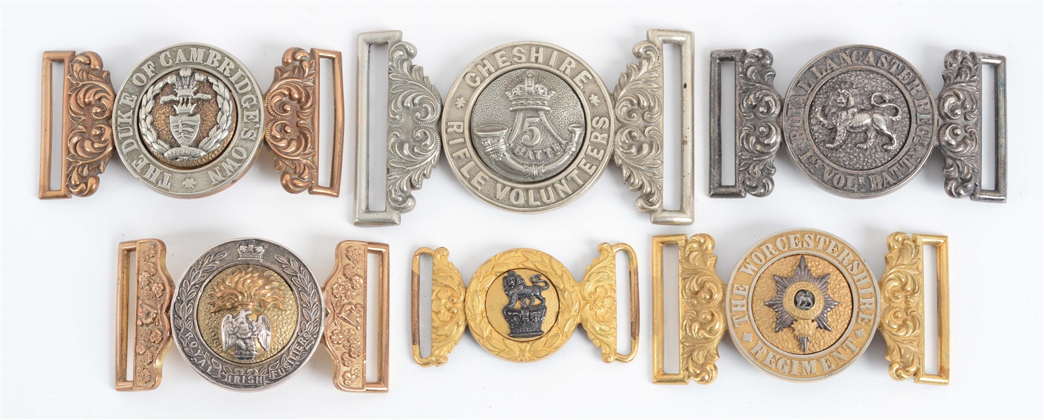 LOT OF 6: VICTORIAN BRITISH ARMY BELT BUCKLES.