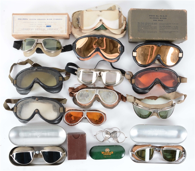 LOT OF 14: MISCELLANEOUS AMERICAN MILITARY GOGGLES.