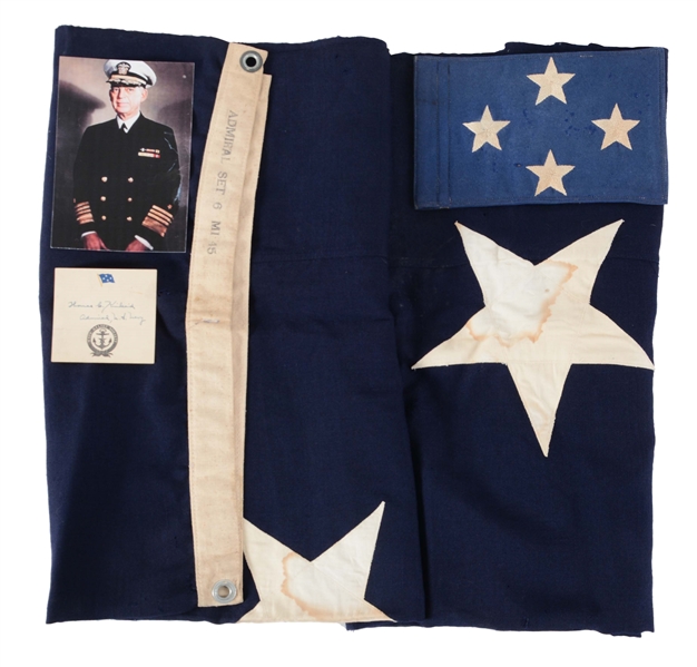 LOT OF 2: WWII U.S. NAVY ADMIRAL SPRUANCE & ADMIRAL KINCAID FLAGS.