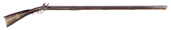 FULL STOCK RELIEF CARVED LONG RIFLE BY GEORGE W. GLAZE, HAMPSHIRE COUNTY, VIRGINIA.                                                                                                                     