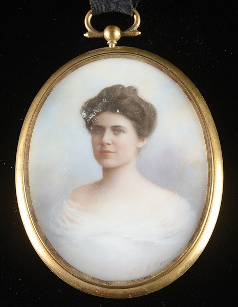 JOHN RAMSIER (AMERICAN/SWISS, 1861-1936) MINIATURE PORTRAIT OF MARIA VERN GARNETT.                                                                                                                      