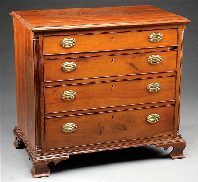 CHIPPENDALE CHERRY CHEST OF DRAWERS.                                                                                                                                                                    