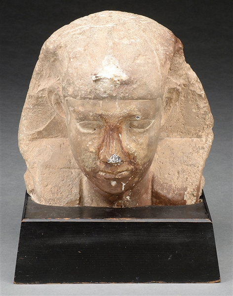 EXCAVATED STONE EGYPTIAN HEAD OF A KING.                                                                                                                                                                