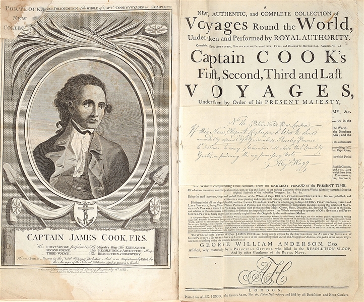 NEW, AUTHENTIC, AND COMPLETE COLLECTION OF VOYAGES ROUND THE WORLD, UNDERTAKEN AND PERFORMED BY ROYAL AUTHORITY...CAPTAIN COOKS 1ST, 2ND, 3RD AND LAST VOYAGES AND OTHER ROYAL VOYAGES INCLUDING LT. WI