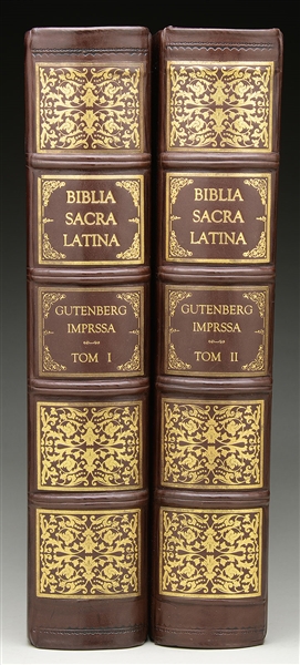 BOOK: BIBLIA SACRA LATINA (TWO VOLUME GUTENBERG BIBLE FACSIMILE BOOK SET) BY ARNO WERNER BOOKBINDERS.                                                                                                   