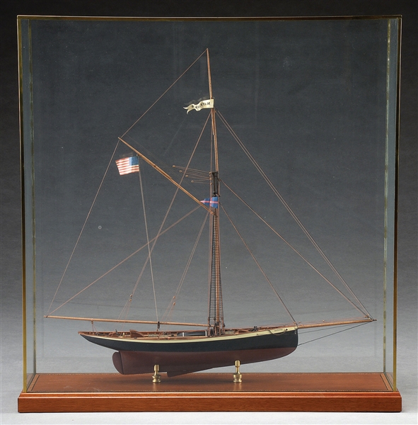CASED SHIP MODEL OF THE YACHT "MAYFLOWER", 1886 AMERICAS CUP WINNER BY WILLIAM HITCHCOCK.                                                                                                              