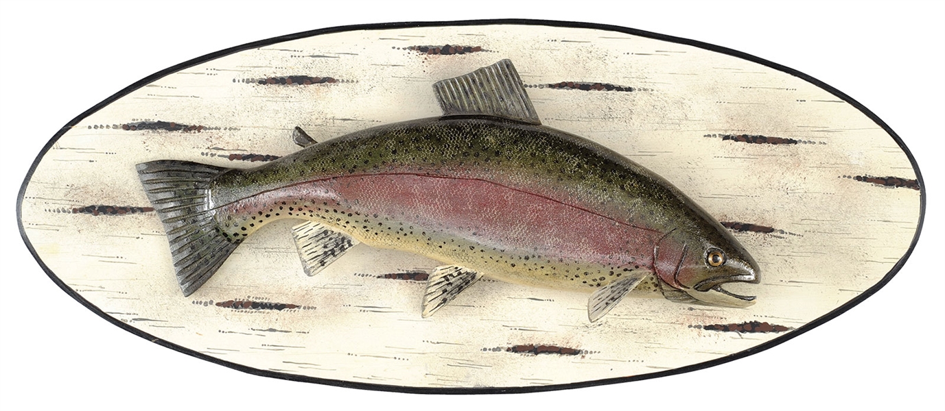CARVED & PAINTED 20" BROOK TROUT BY LAWRENCE C. IRVINE, WINTHROP, ME.                                                                                                                                   