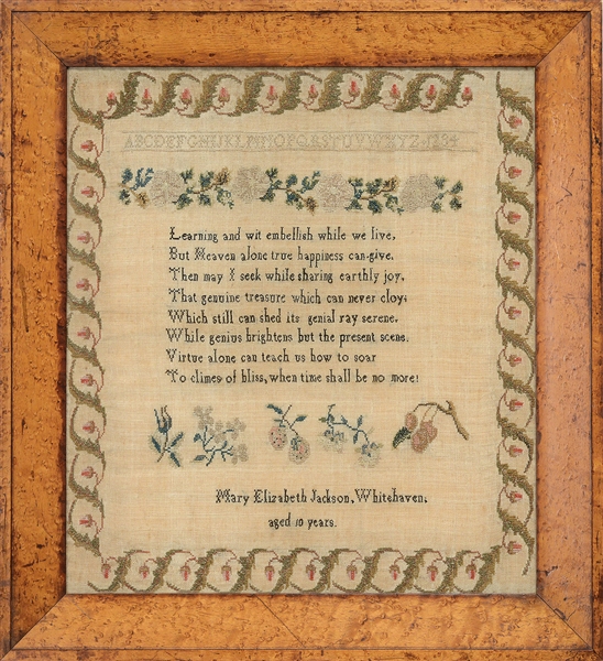 PICTORAL SAMPLER WROUGHT BY MARY ELIZABETH JACKSON, WHITEHAVEN.                                                                                                                                         