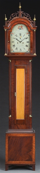 FEDERAL MAHOGANY TALL CASE CLOCK WITH SIGNED DIAL.                                                                                                                                                      