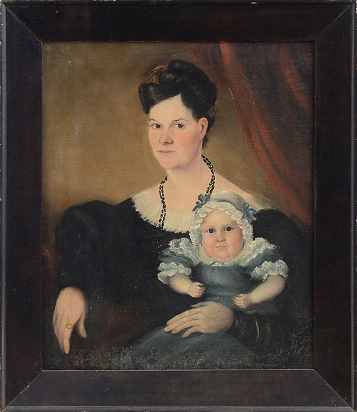 AMERICAN SCHOOL (19TH CENTURY) PORTRAIT OF A MOTHER AND CHILD.                                                                                                                                          