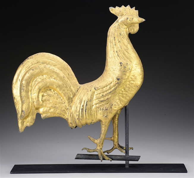 FULL BODIED GILDED ROOSTER WEATHERVANE.                                                                                                                                                                 