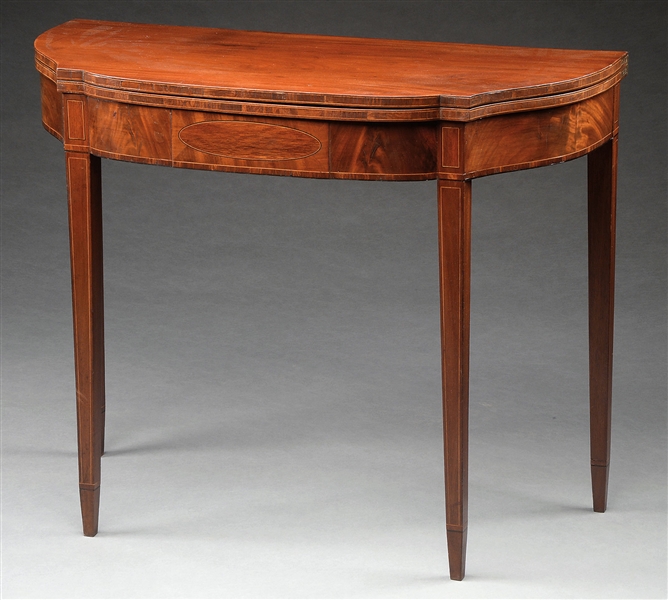 FEDERAL INLAID MAHOGANY CARD TABLE IN THE MANNER OF JOHN AND THOMAS SEYMOUR.                                                                                                                            