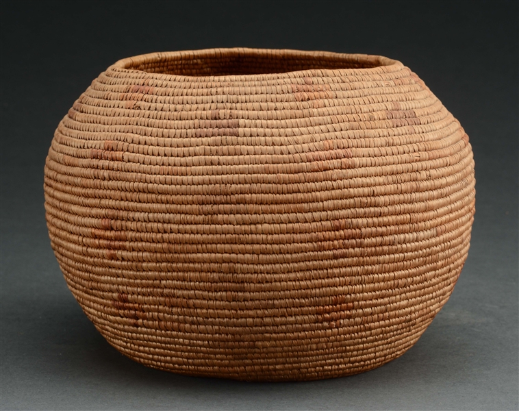 IMPORTANT CHUMASH COILED POLYCHROME BASKETRY BOWL.