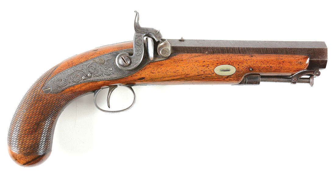 (A) LARGE BORE PERCUSSION BELT PISTOL BY SMITH OF LONDON.