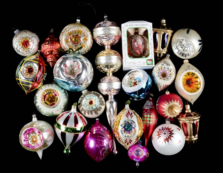 LARGE LOT OF ASSORTED GLASS CHRISTMAS ORNAMENTS 