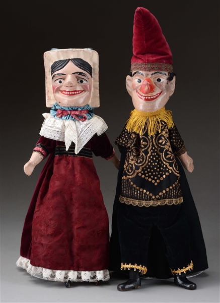 LOT OF 2: WOODEN PUNCH & JUDY PUPPETS.