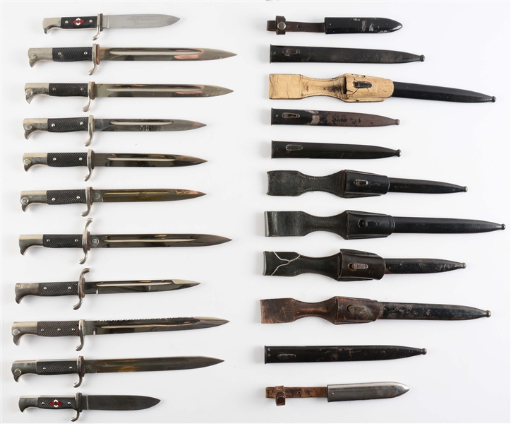 LOT OF 11: THIRD REICH DRESS BAYONETS & HITLER YOUTH KNIVES.