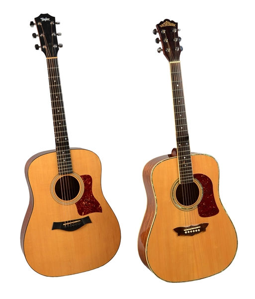 LOT OF 2: WASHBURN AND TAYLOR ACOUSTIC GUITARS.