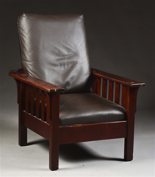 JM YOUNG SLAT SIDED MORRIS CHAIR, NO. 471.