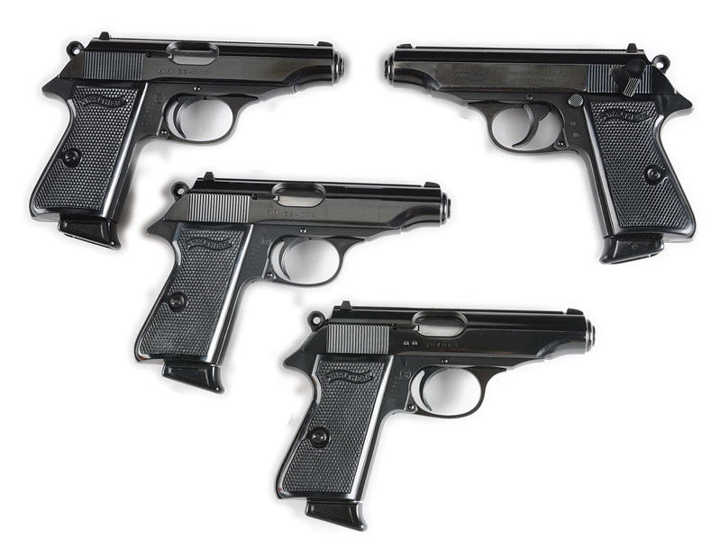 (M) LOT OF 4: NIB CONSECUTIVELY NUMBERED WALTHER MODEL PP SEMI-AUTOMATIC PISTOLS.