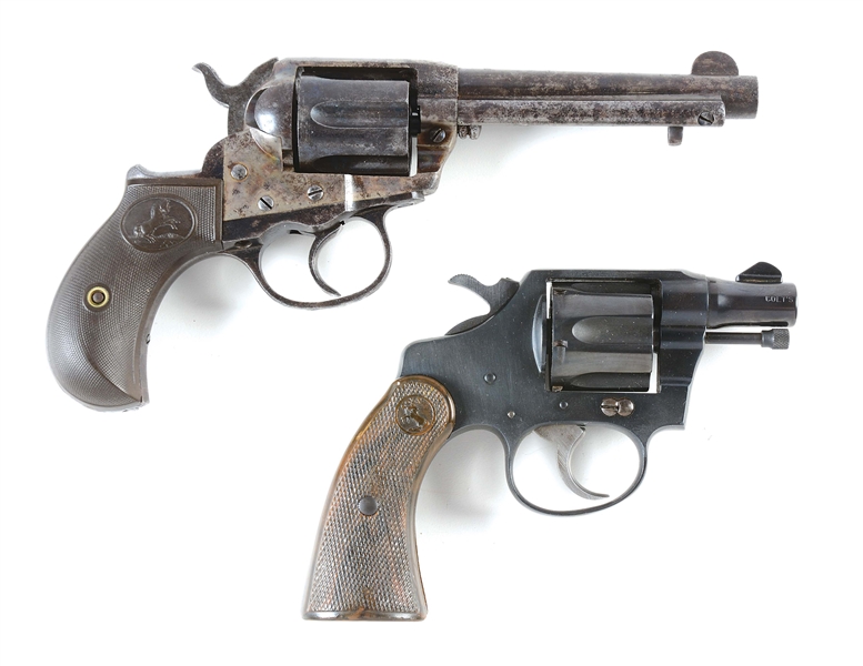 (C) LOT OF 2: COLT 1877 LIGHTNING DOUBLE ACTION (1904) & SHORTENED POLICE POSITIVE REVOLVERS