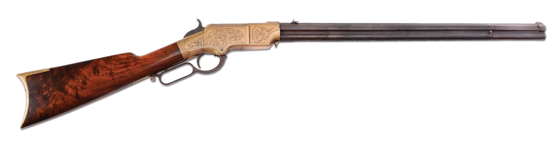 (A) LOVELY ENGRAVED HENRY LEVER ACTION RIFLE (1864).