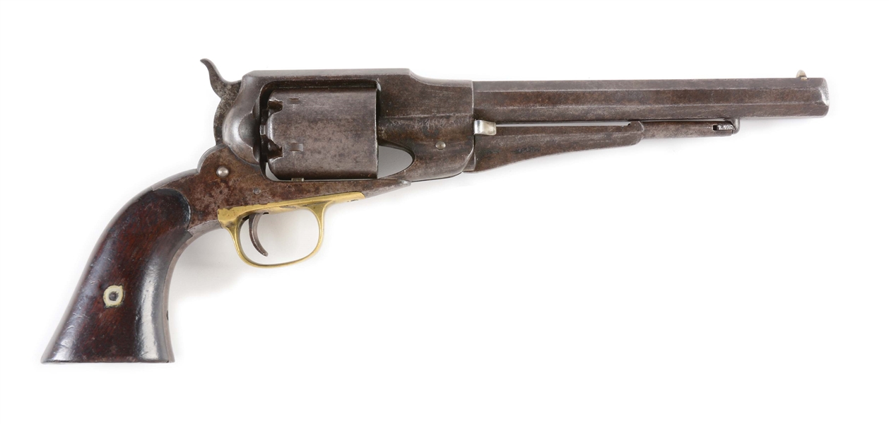(A) MARTIALLY MARKED REMINGTON NEW MODEL ARMY SINGLE ACTION PERCUSSION REVOLVER.