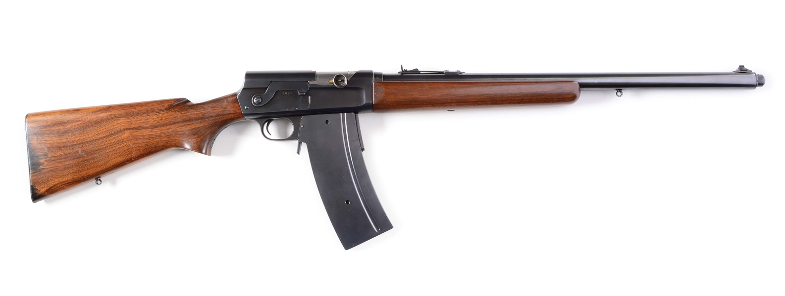 (C) REMINGTON MODEL 81 WOODMASTER, SPECIAL POLICE SEMI-AUTOMATIC RIFLE - LOS ANGELES POLICE MARKED WITH EXTENDED MAGAZINE.