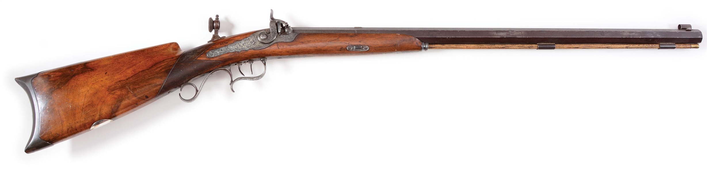 (A) AMERICAN MADE PERCUSSION JAEGER TARGET RIFLE IN THE GERMAN STYLE, SIGNED WASSMAN.  