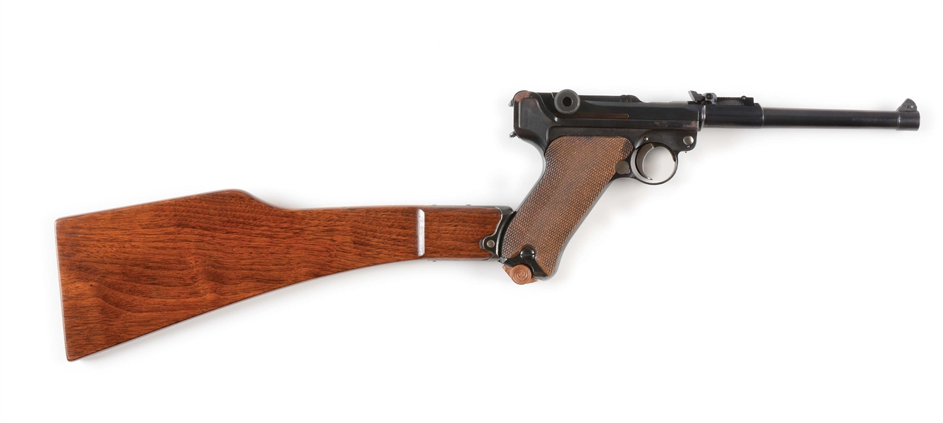 (C) 1920 COMMERCIAL LUGER SEMI AUTOMTIC PISTOL WITH STOCK