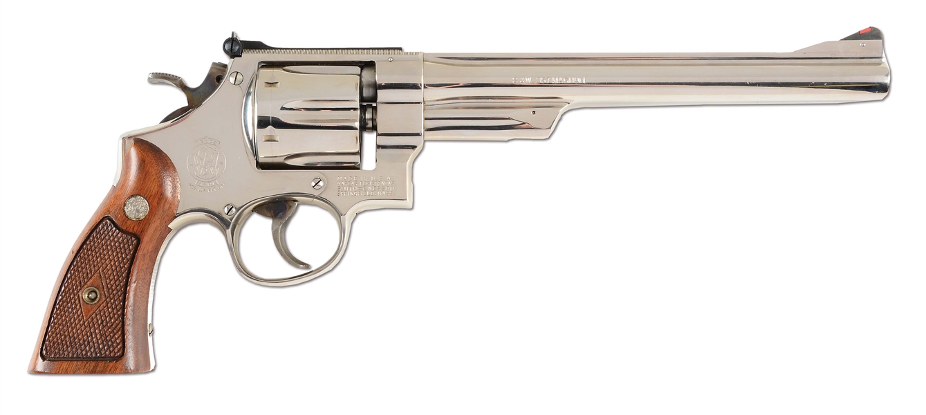 (C) SMITH & WESSON NICKEL PLATED PRE-MODEL 27 DOUBLE ACTION REVOLVER.