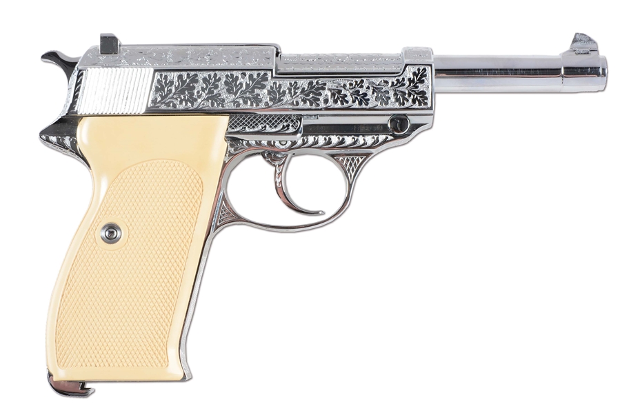 (C) CASED, PLATED & ENGRAVED WALTHER P.38 SEMI-AUTOMATIC PISTOL.
