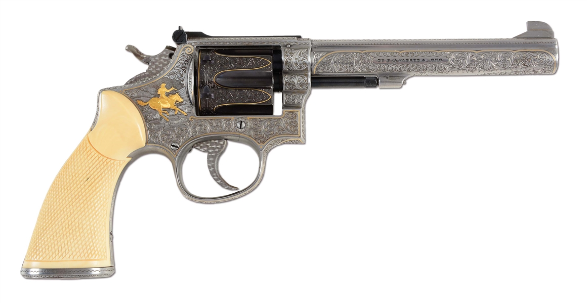 (C) KURT JAEGER ENGRAVED SMITH & WESSON PRE-MODEL 14 DOUBLE ACTION REVOLVER (1956).
