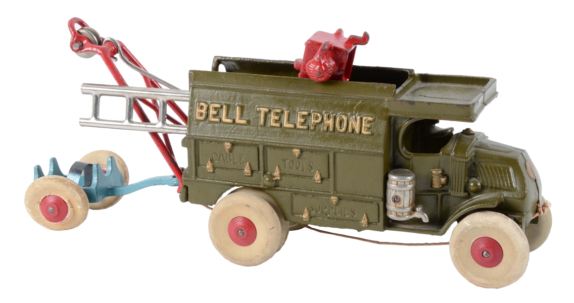 CAST IRON HUBLEY BELL TELEPHONE TRUCK. 