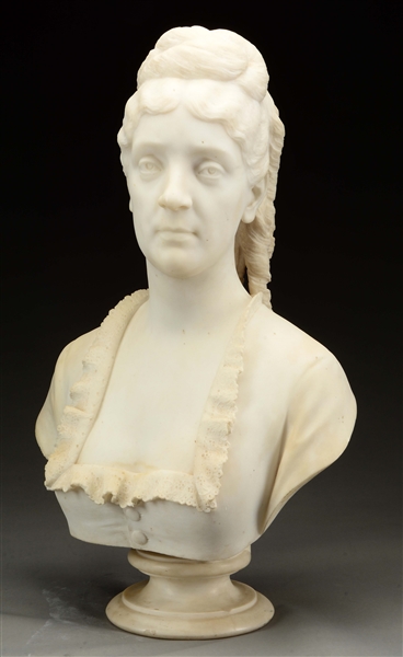 LAUNT THOMPSON WHITE MARBLE BUST.  