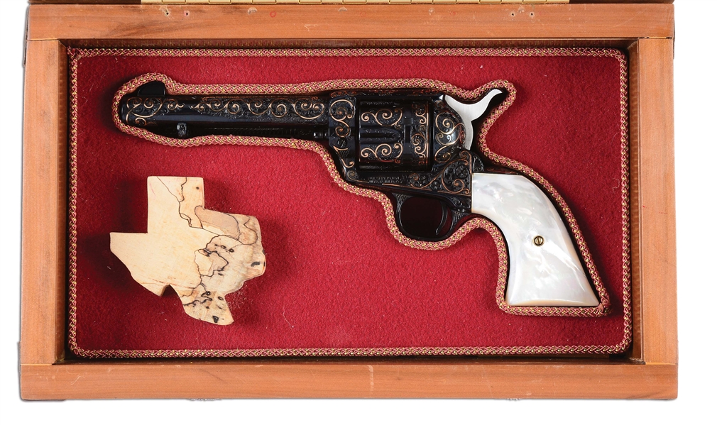 (C) CASED CUSTOM ENGRAVED & PEARL HANDLED COLT SINGLE ACTION ARMY REVOLVER (1966).