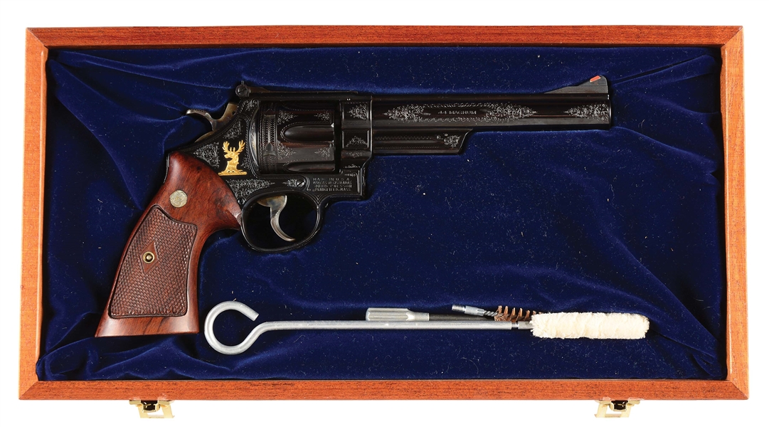 (C) CASED & ENGRAVED SMITH & WESSON MODEL PRE-29 .44 MAGNUM DOUBLE ACTION REVOLVER (1958-1959).