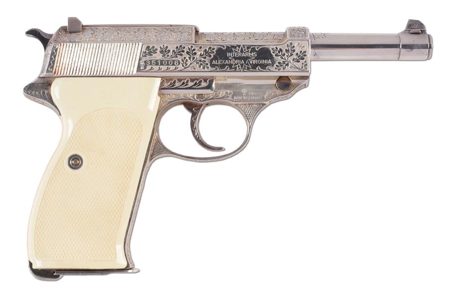 (M) SILVERPLATED, ENGRAVED & BOXED WALTHER P.38 SEMI-AUTOMATIC PISTOL.
