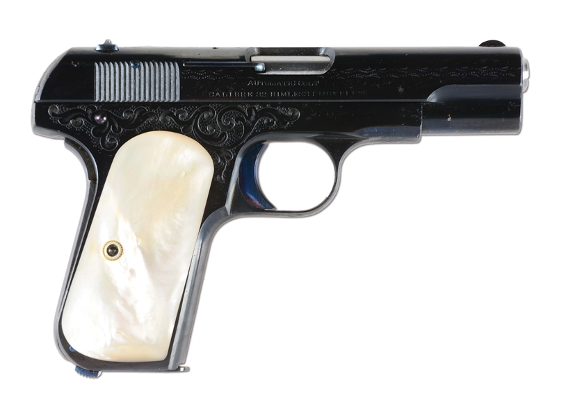 (C) ENGRAVED COLT 1903 SEMI-AUTOMATIC PISTOL WITH PEARL GRIPS (1911).