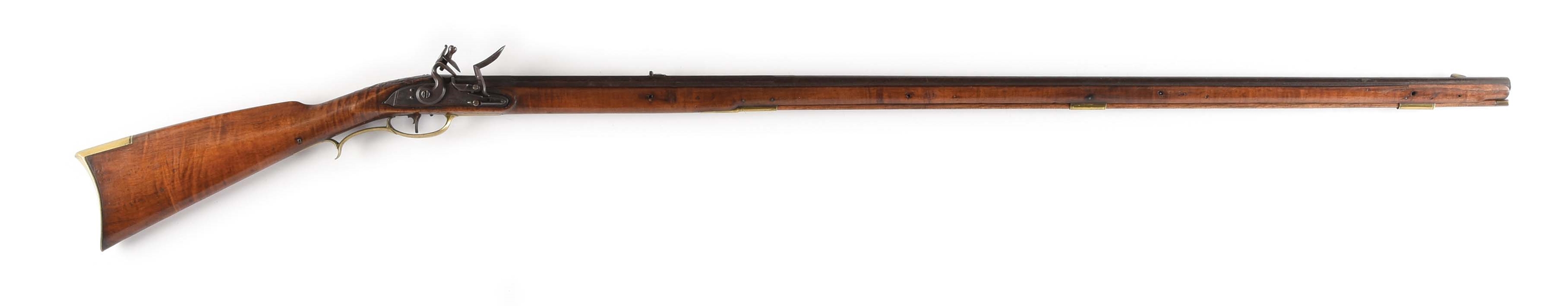 (A) FLINTLOCK KENTUCKY BUCK AND BALL RIFLE ATTRIBUTED TO FREDERICK SELL.