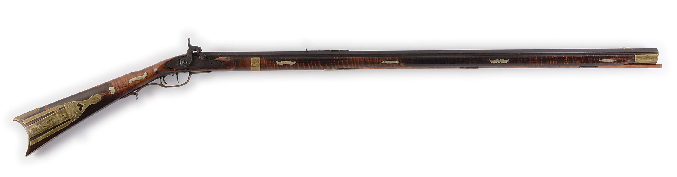 (A) FINE SILVER INLAID HUNTINGDON COUNTY PERCUSSION KENTUCKY RIFLE SIGNED BY J. DOUGLASS.