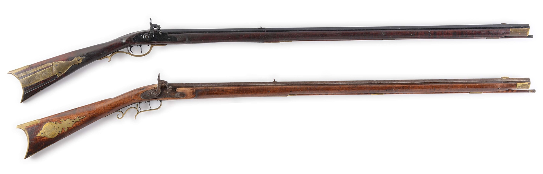 (A) LOT OF 2: SIGNED HUNTINGDON COUNTY PERCUSSION KENTUCKY RIFLES.