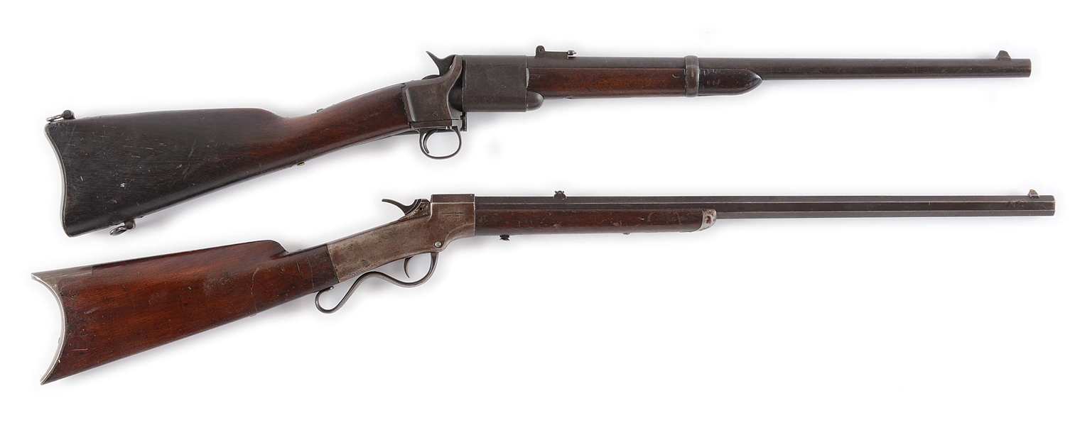 (A) LOT OF 2: BALL AND WILLIAMS RIFLE AND MERIDIAN TRIPLETT & SCOTT CARBINE.