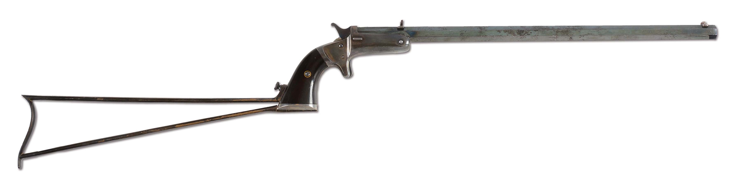 (A) HIGH POLISH & SILVER PLATED STEVENS NEW MODEL POCKET RIFLE WITH MATCHING STOCK.